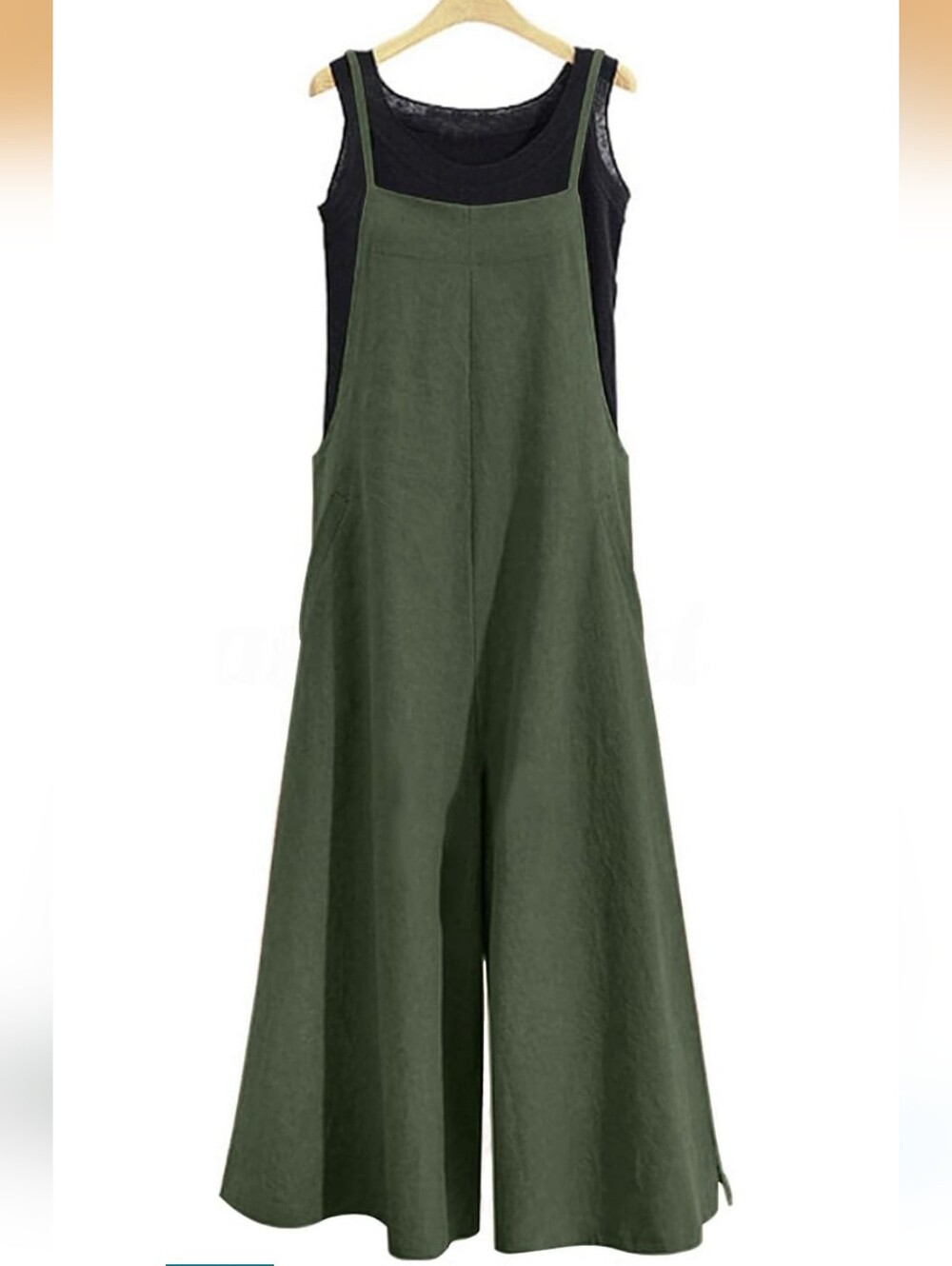 Yesno Wide-Leg Sleeveless Jumpsuit in Olive Green Size S